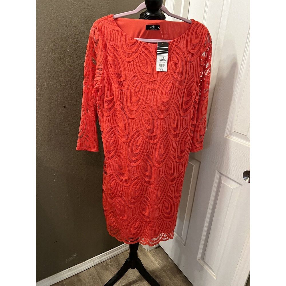 WOMENS‎ WALLIS Size 10 3/4 SLEEVE LACE BOAT NECK OCCASION NWT